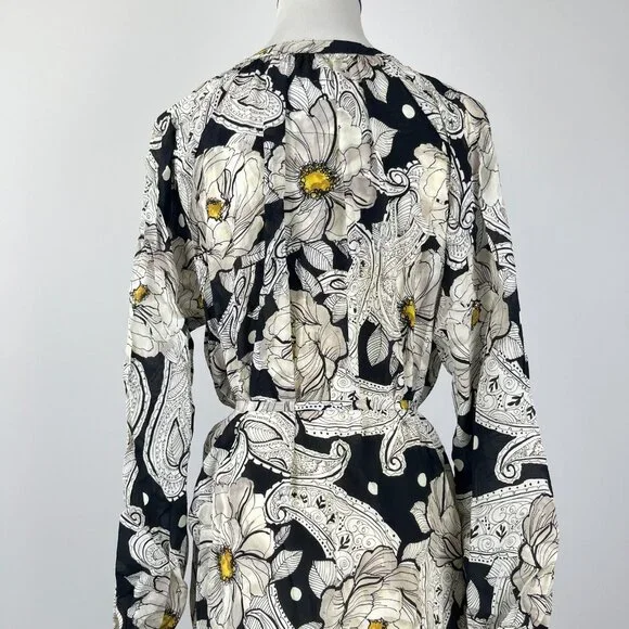 NWOT JOHNNY WAS Biya Silk Long Sleeves Floral Midi Dress Boho Chic Sz S - Picture 6 of 12